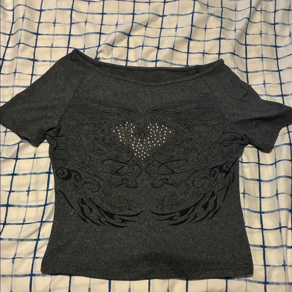 SHEIN Dark Gray Short Sleeve Tee
